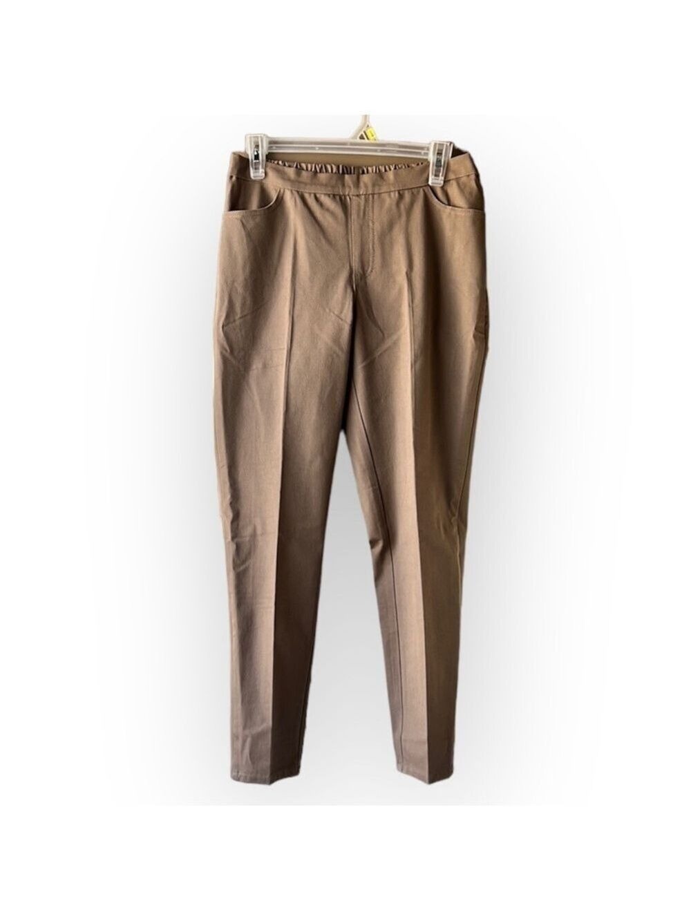 ISSAC MIZRAHI Tan Pleated Pull On Straight Leg Trousers Size 8P